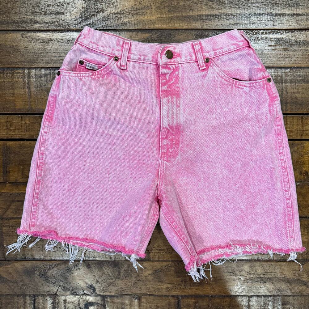 LEE Women Jeans Denim Vintage 90s Preppy Acid Wash Pink High Rise Shorts Size 28